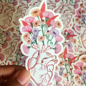 Floral Anatomy Heart Sticker