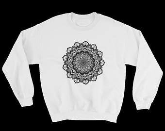 Black Detailed Mandala Sweatshirt Sweater Gift