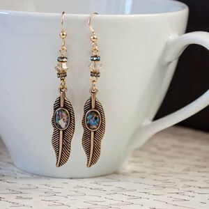 Gold Tone Feather Earrings