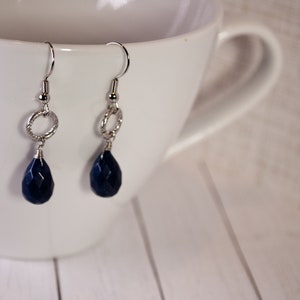 Lapis Drop Earrings with Silver Accents