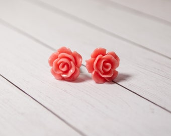 13mm Resin Rose Stud Earrings