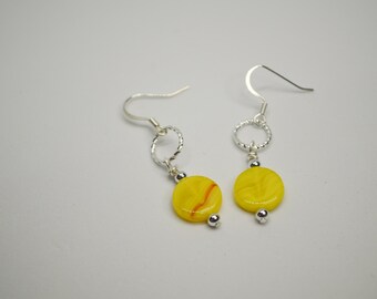 Yellow Coin Drop Earrings