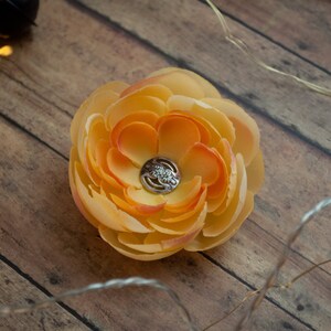 Peach Flower Clip with Button Center