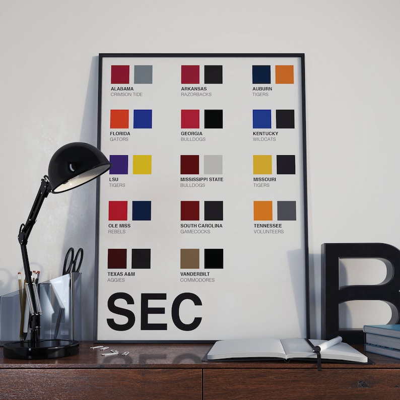 SEC Football Official Team Pantone Colors Minimalist Poster Series image 1