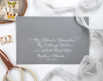 Custom Envelope Calligraphy; Wedding, Hand-written Address in Ford Style Font