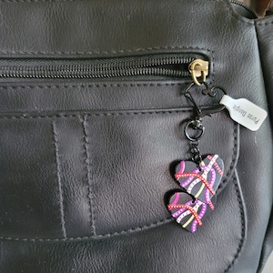 Black heart purse charm, Acrylic black mod styled heart charms, Black heart shaped key ring, Handbag accessory, Purse accessory, Gift idea