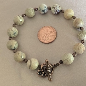 Picture Jasper Beaded Bracelet: Copper Toggle Clasp, Natural Gemstone