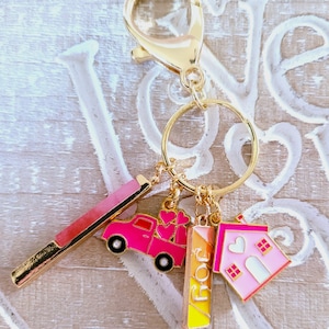 Valentine&#39;s Day purse charm, Valentine&#39;s Day key chain, Valentine&#39;s Day charms, Gold tone enameled charms, Valentine&#39;s Day accessory