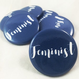 Navy Feminist Activist Pinback Button | 1.25&quot;