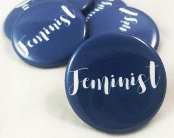 Navy Feminist Activist Pinback Button | 1.25"