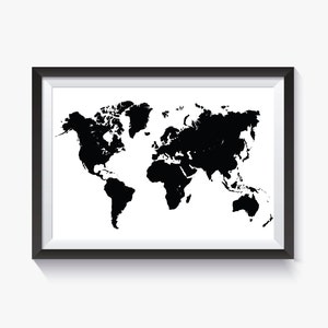 Schwarze Weltkarte Silhouette Download | PDF & JPG