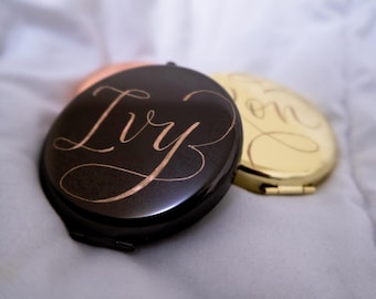 Hand-Engraved Compact Mirror