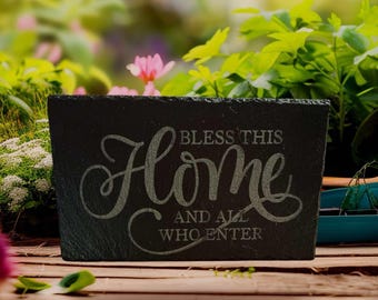 Slate Bless this Home sign