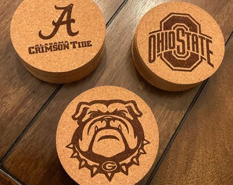 Cork Coaster Set of 4 laser engraved as you like