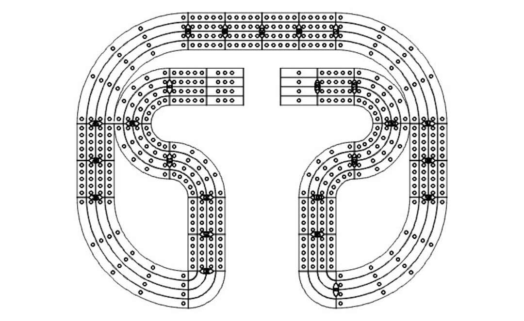 4 Lane Cribbage Board Pattern Svg Pdf Dxf Lightburn Ai Vector File