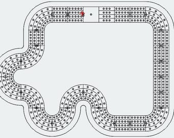 4 Lane Cribbage Board Pattern svg pdf dxf lightburn ai vector file - Corner Puzzle Piece