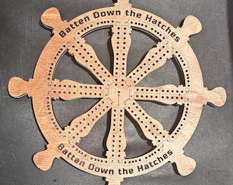 2 Player Boat Steering Wheel Cribbage Board