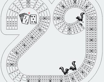 29 Hand Curvy Cribbage Board Pattern – 4 Lane SVG PDF