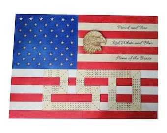 Deluxe 250th Anniversary US Flag Cribbage Board