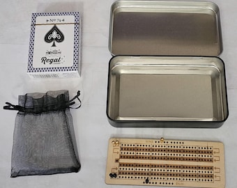 2 Player Travel Cribbage Board Set with Case