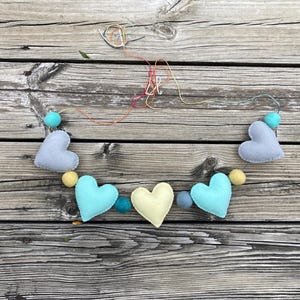 Felt Heart Garland/Bunting/Banner, Felt Heart Garland, Boho Heart Garland, Boho Decoration, Heart Garland
