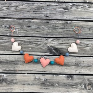 Felt Heart Garland/Bunting/Banner, Felt Heart Garland, Boho Heart Garland, Boho Decoration, Heart Garland