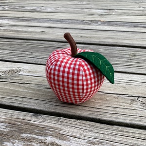 Red Plaid Farmhouse Fabric Apple