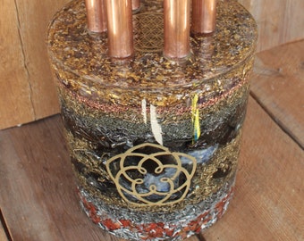 Orgonite® Orgone Chembuster Harmonic Deluxe 17kg 50cm↑ ∅25cm Tourmalin Obsidian Amethyst Ametrin Rose quartz Rock crystal