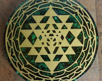 Orgonite® Plate Orgone Energy "SRI YANTRA"  ∅ 7,88"