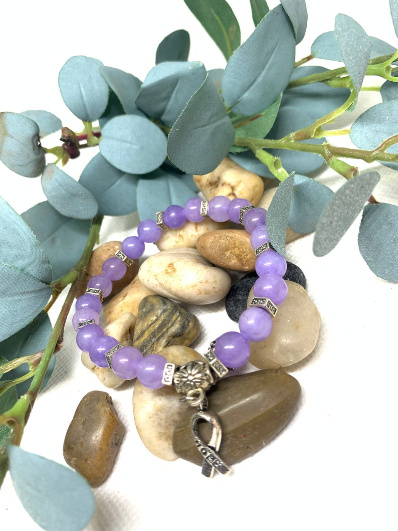 Cancer Awareness Bracelet, Cancer Warrior Bracelet, Fight Cancer, Cancer Survivor Lavender-All Cancers