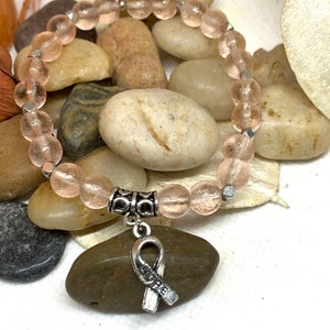 Cancer Awareness Bracelet, Cancer Warrior Bracelet, Fight Cancer, Cancer Survivor Peach-Endometrial