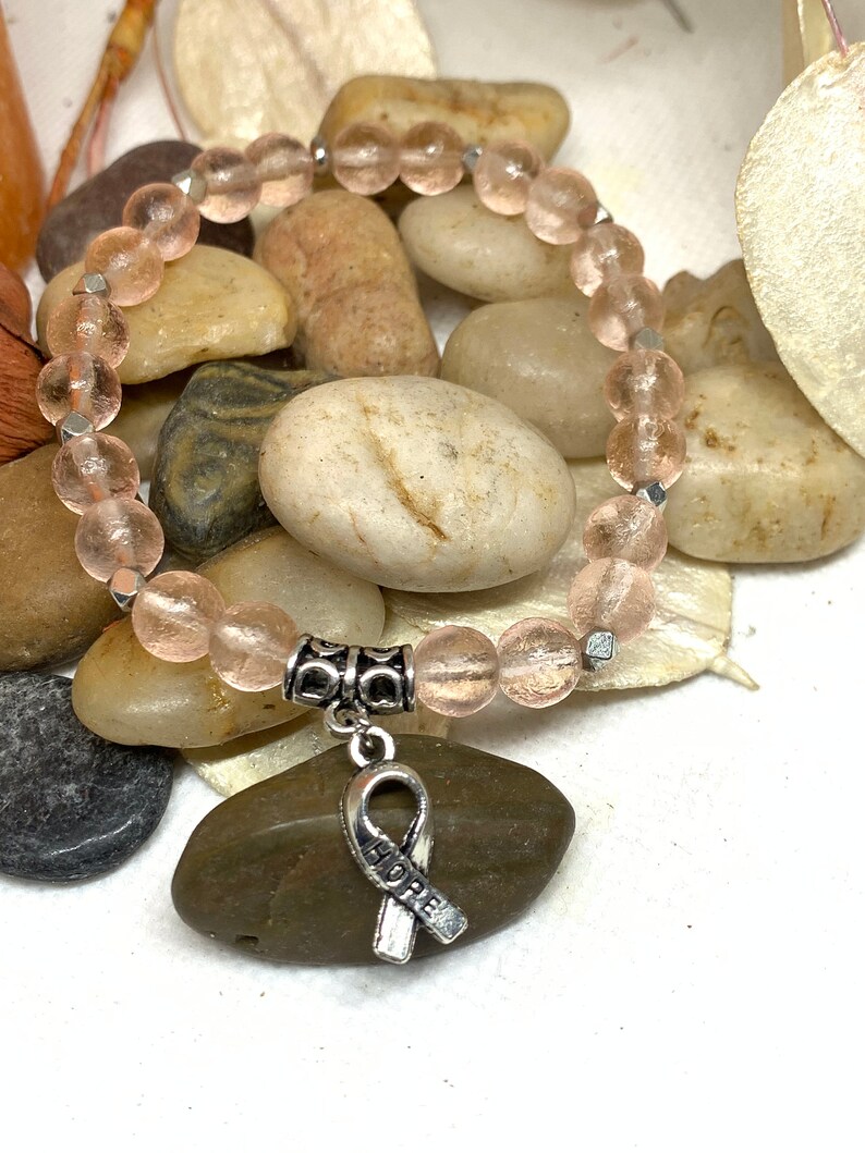 Cancer Awareness Bracelet, Cancer Warrior Bracelet, Fight Cancer, Cancer Survivor Peach-Endometrial