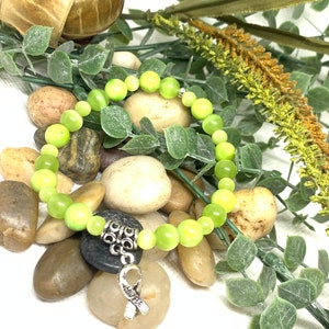 Cancer Awareness Bracelet, Cancer Warrior Bracelet, Fight Cancer, Cancer Survivor Lime Grn-Non Hodgkin