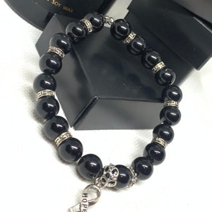 Cancer Awareness Bracelet, Cancer Warrior Bracelet, Fight Cancer, Cancer Survivor Black-Skin