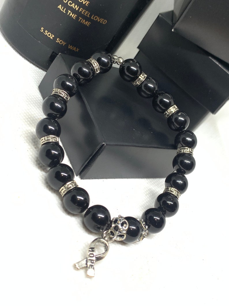 Cancer Awareness Bracelet, Cancer Warrior Bracelet, Fight Cancer, Cancer Survivor Black-Skin