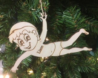 Swimmer 4 Personalized Christmas Ornament