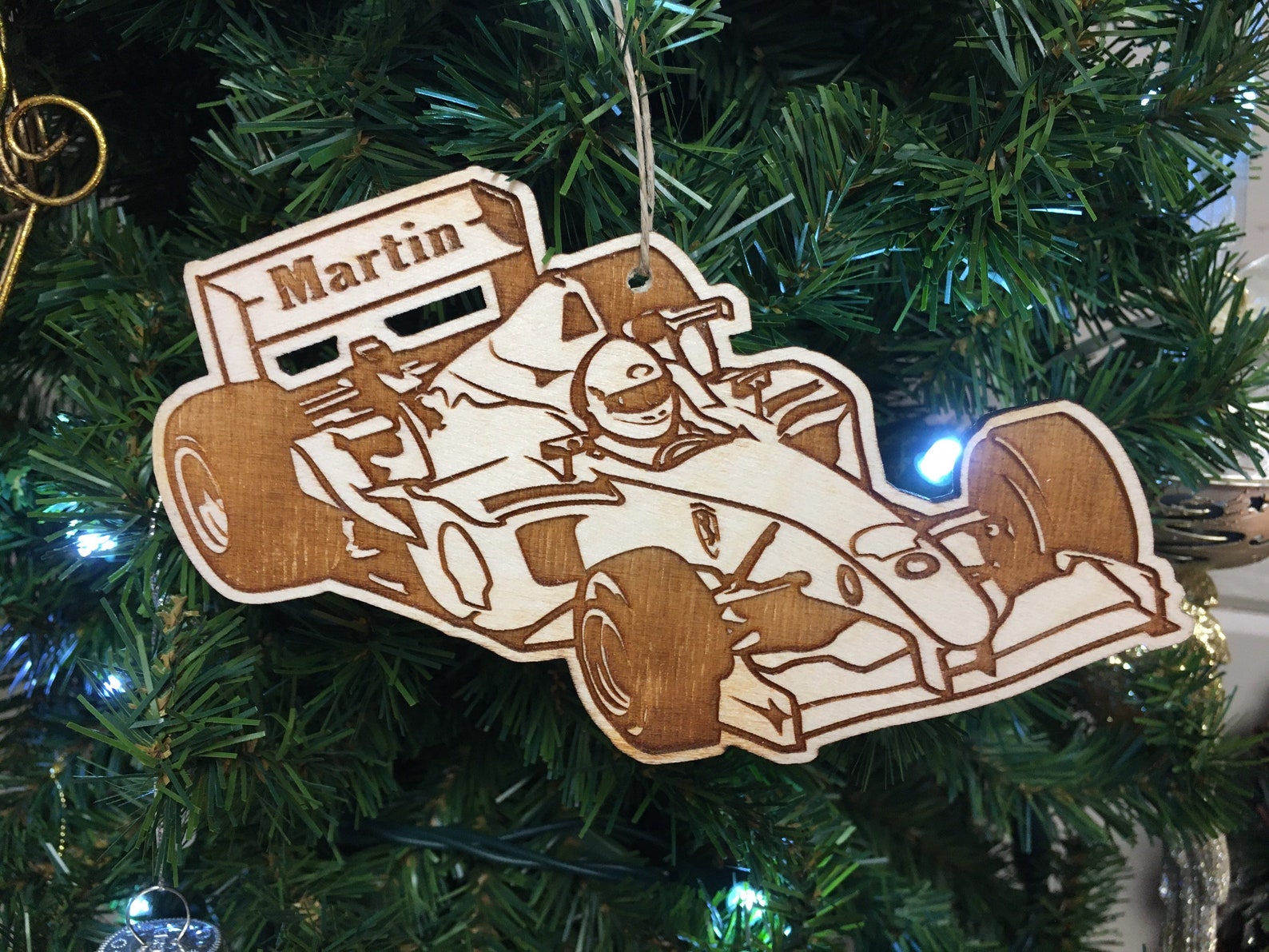 Personalized Race Car Shaped Ornament, Racing Lover Gift