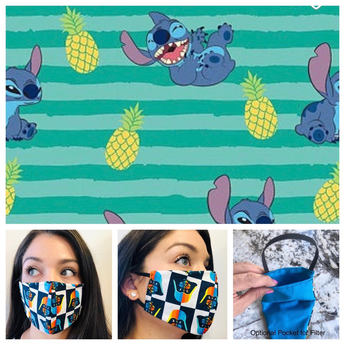 Stitch Face Mask Optional Filter Pocket Etsy