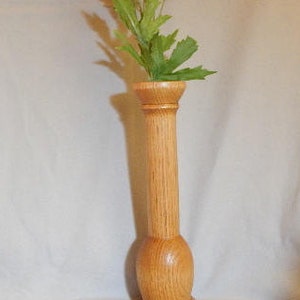 Flower vase, gift for her, wooden bud vase, flowervase hand turned from butternut wood, wooden bud vase with glass tube insert image 1
