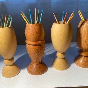Table top toothpick holder, hand turned, each one unique