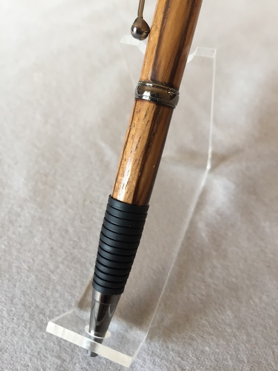 Stocking Stuffer, Back to School, Ballpoint Pen, for Him, for Her, Comfort  Grip, Zebra Wood, Brown Pen, Titanium Metalic Parts, Twist Pen 