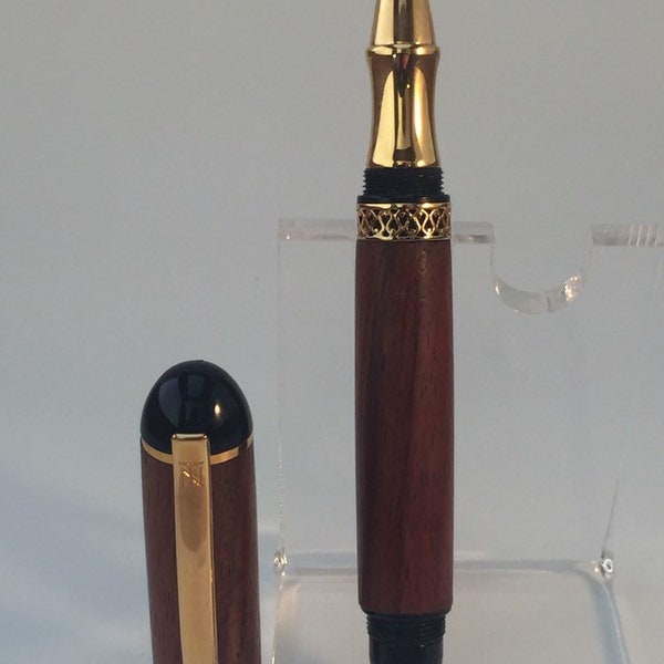Rollerball pen, closed end pen, wood pen, 24kt Gold rollerball pen, rosewood pen