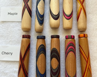 Geometric Wood Toothpick or Needle Holder: Hand-Turned Maple or Cherry