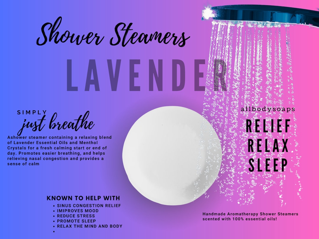 LAVENDER MENTHOL Shower Steamers Set of 4 aromatherapy Shower Fizzies