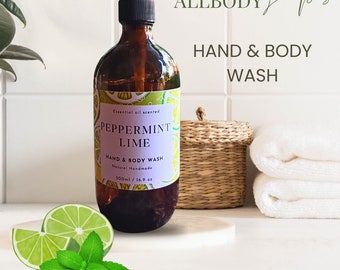 Hand & Body Wash | Glass Amber 500mL Bottle with Pump| Infused with Essential Oils | Bubble Bath |Liquid Soap | Shower Gel | Cruelty Free