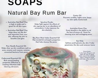 BAY RUM SOAP - For the Man - Scented with Bay West Indies Essential Oil