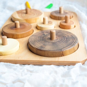 Baby shapes puzzle Wooden baby puzzle Nature toys Montessori baby toys 2 year Montessori baby toys 3 year Baby gift toy image 4