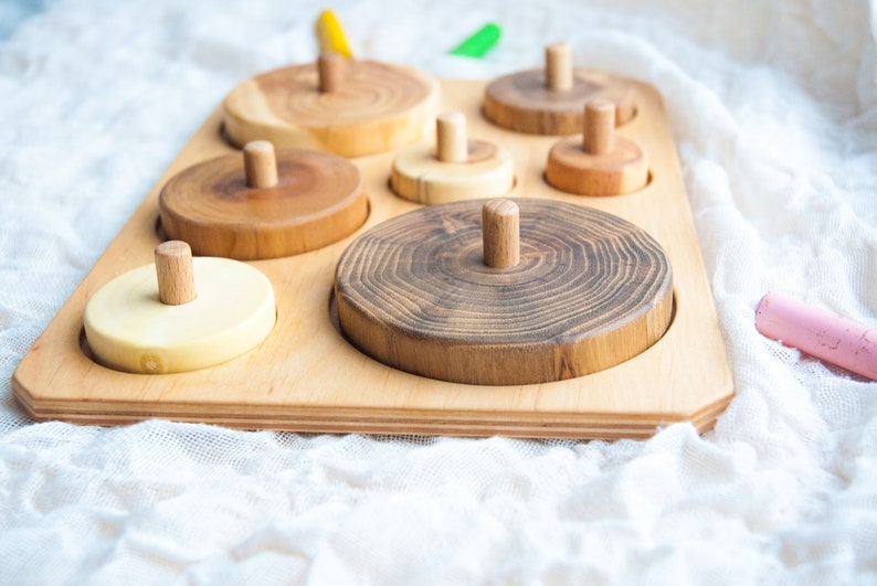 Baby shapes puzzle Wooden baby puzzle Nature toys Montessori baby toys 2 year Montessori baby toys 3 year Baby gift toy image 4