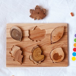 Baby Leaf Puzzle Baby birthday puzzle Montessori Toy Organic Toy Educational Toy Toddler Development Wood Toy Natural Wood Baby Toy puzzle without names