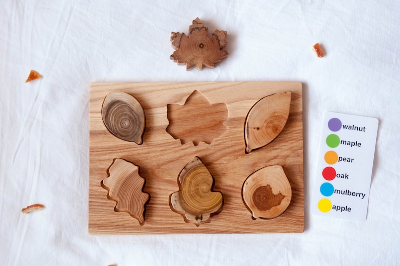 Baby Leaf Puzzle Baby birthday puzzle Montessori Toy Organic Toy Educational Toy Toddler Development Wood Toy Natural Wood Baby Toy puzzle without names